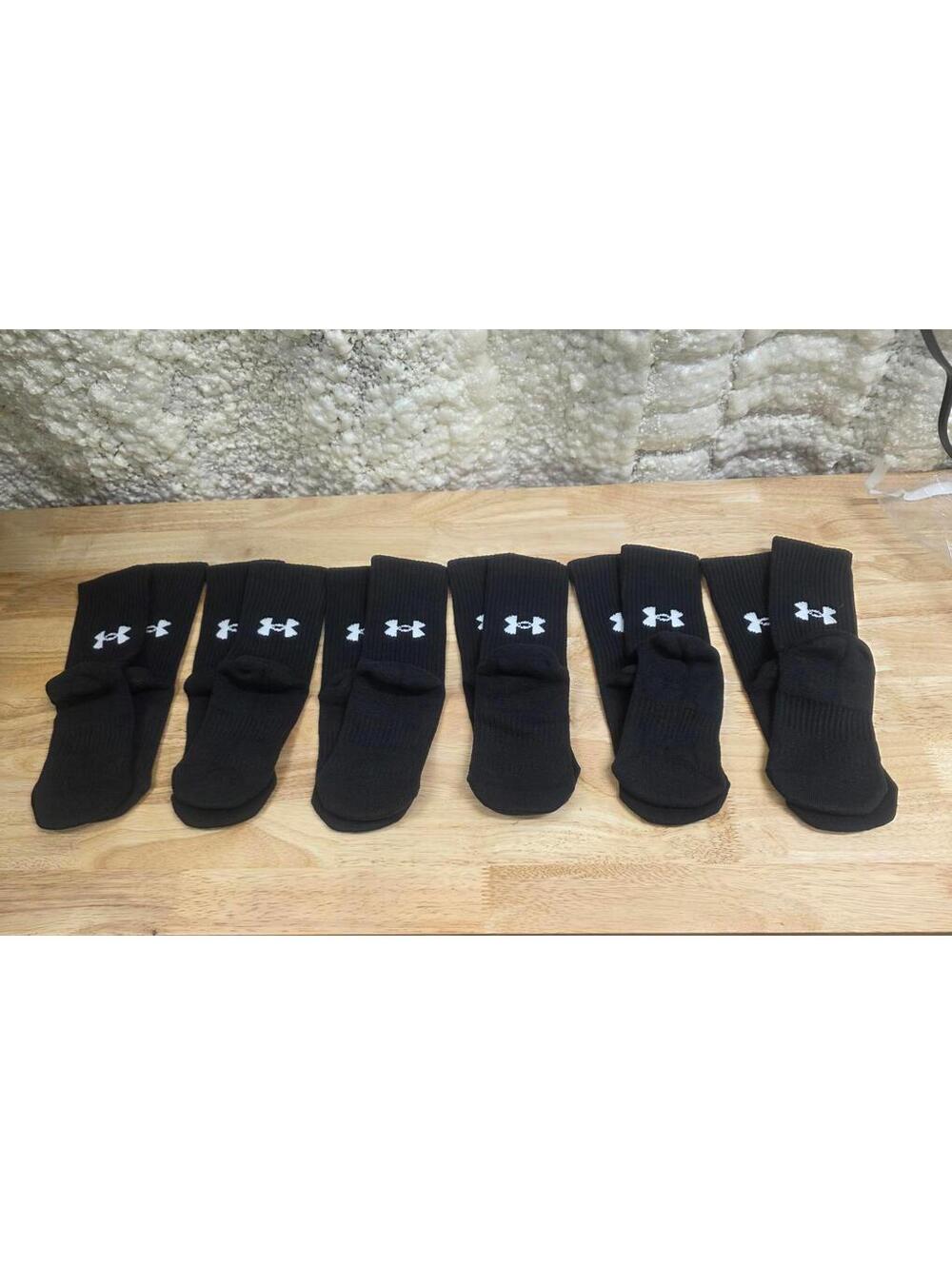 UNDER ARMOUR TRAINING COTTON CREW SOCKS 6‑PACK BLACK/WHITE SMALL